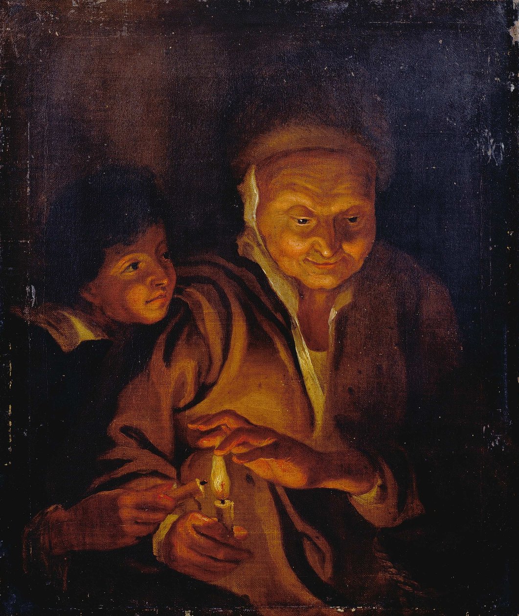 A Boy lighting a Candle from one held by an Old Woman av Peter Paul Rubens