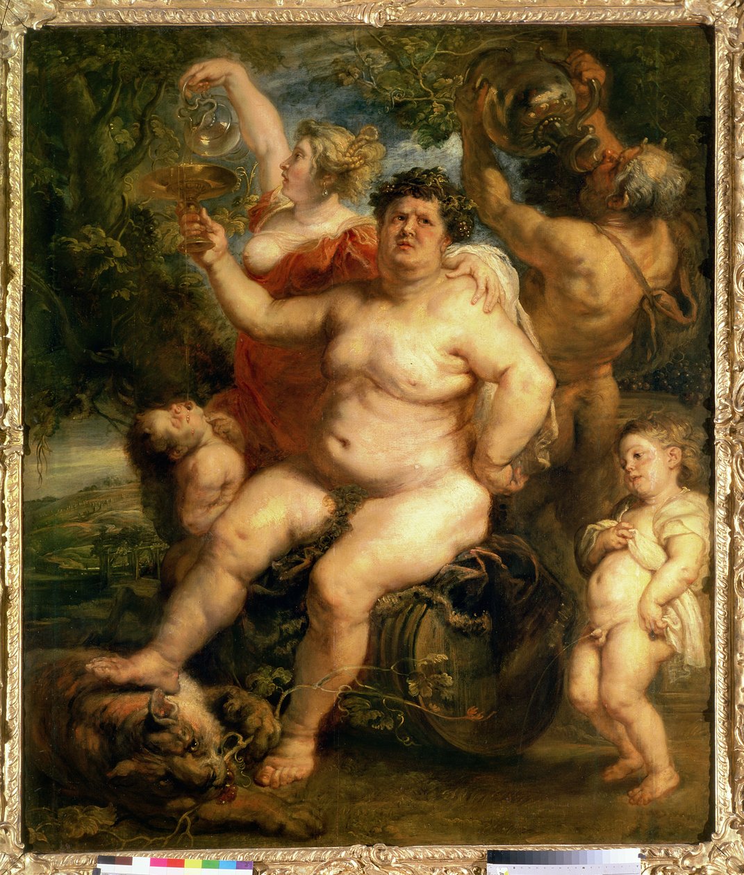 Bacchus, 1636-40 (olja på duk överförd från tavlan) av Peter Paul Rubens