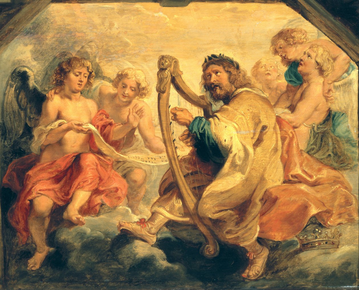 David spelar på sin harpa av Peter Paul Rubens