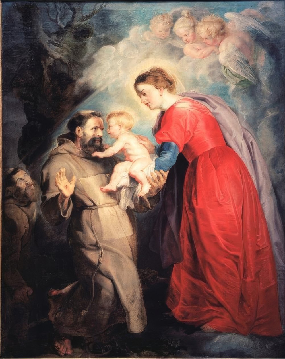 St. Franciskus tar emot Jesusbarnet av Peter Paul Rubens
