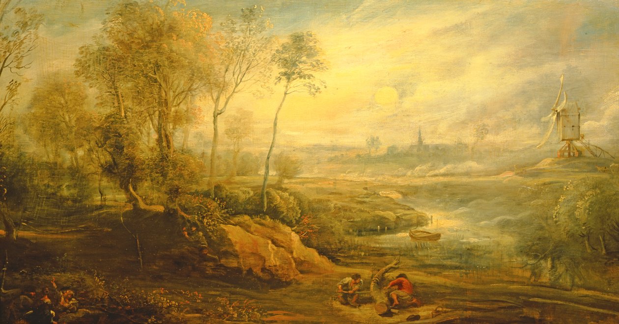 Landskap med en fågelfångare av Peter Paul Rubens