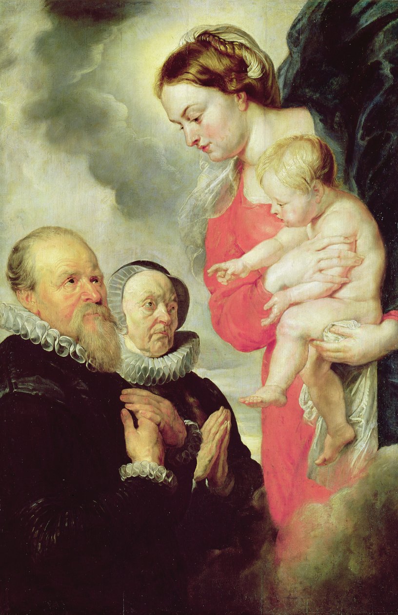 Madonna og barn med donorerne Alexandre Goubeau og hans kone Anne Antoni swed av Peter Paul Rubens