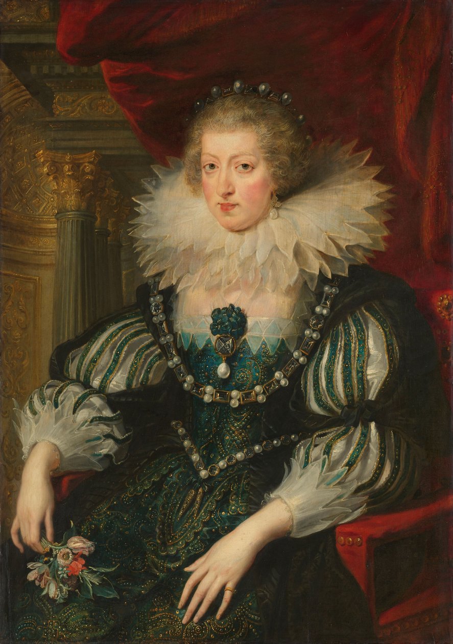 Porträtt av Anne av Österrike (1601-66) Infanta av Spanien, drottning av Frankrike och Navarra av Peter Paul Rubens