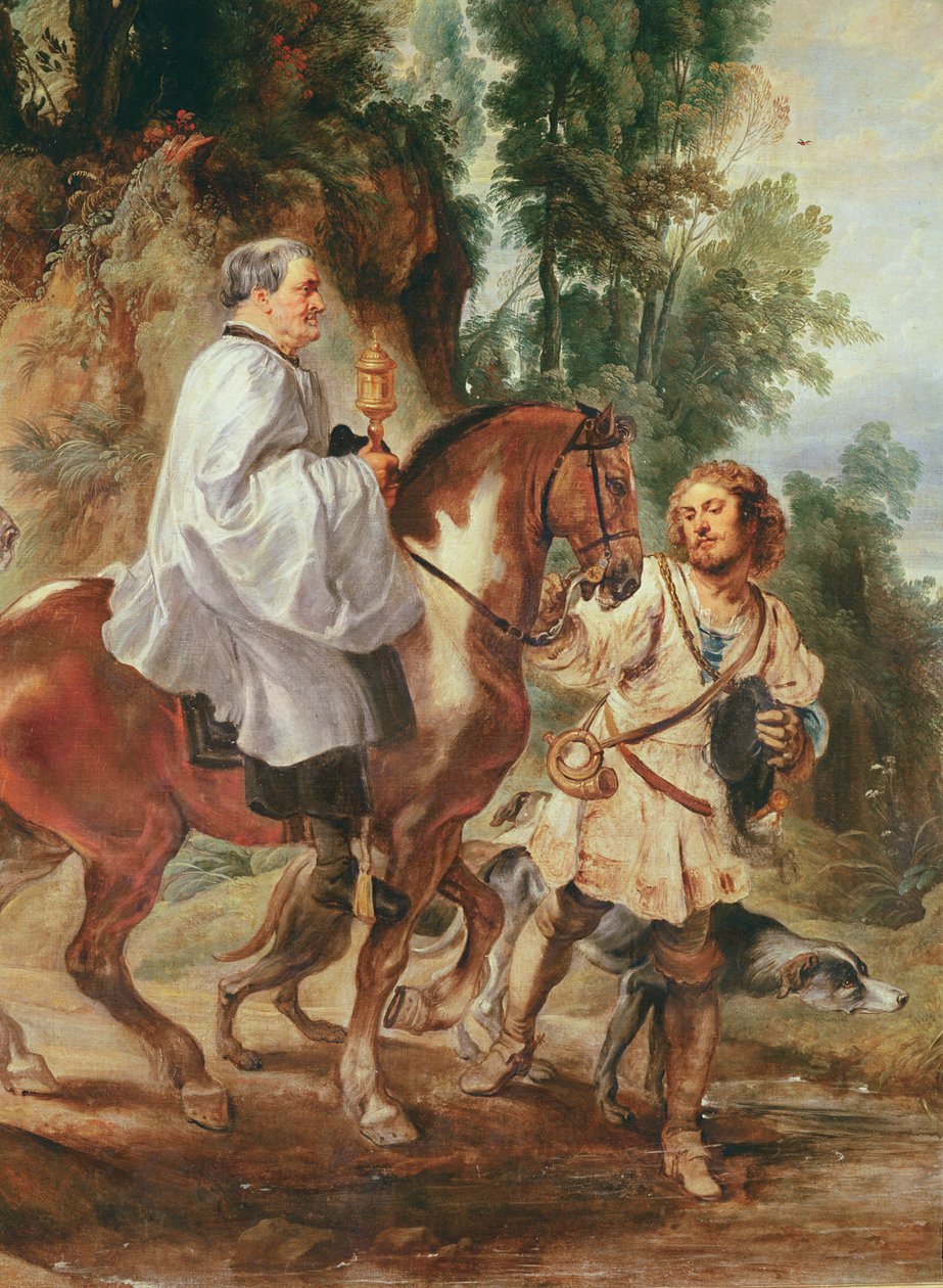 Präst som bar nattvarden till en döende person, före 1630 av Peter Paul Rubens