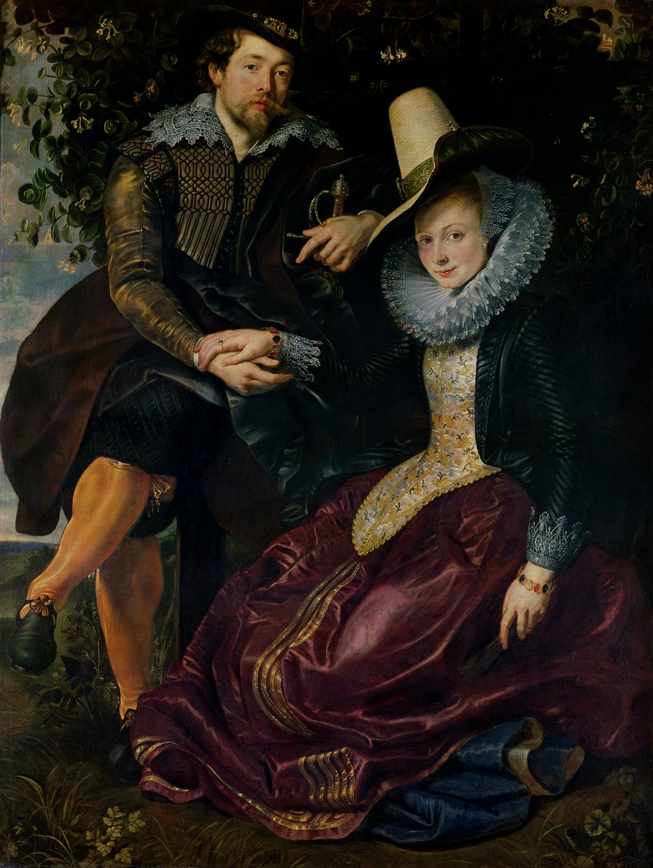 Selvportræt med Isabella Brandt, hans første kone, i kaprifolien, ca. 1609 sverige av Peter Paul Rubens