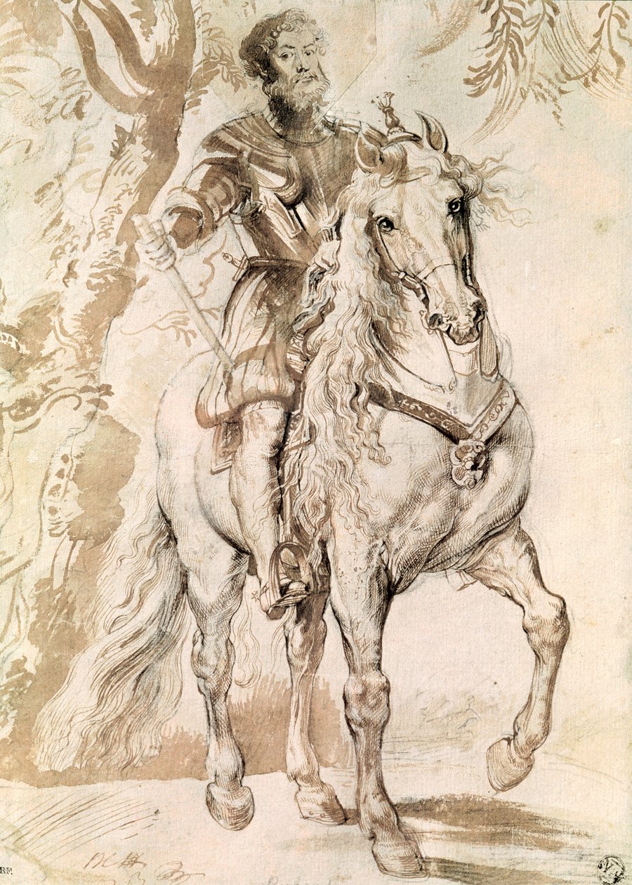 Studie för ett ryttarporträtt av hertigen av Lerma (1553-1625) 1603 av Peter Paul Rubens