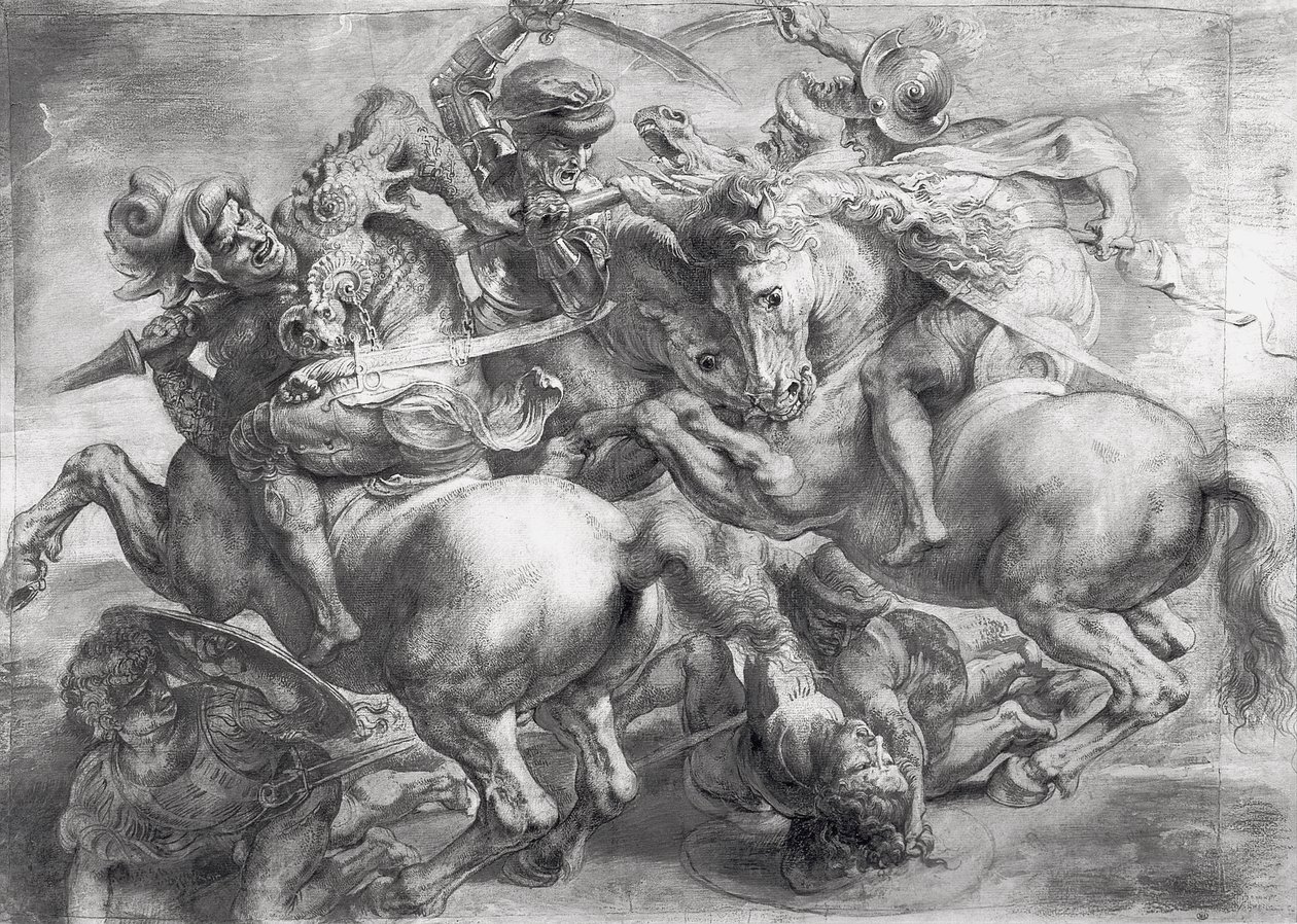 Slaget vid Anghiari efter Leonardo da Vinci (1452-1519) av Peter Paul Rubens
