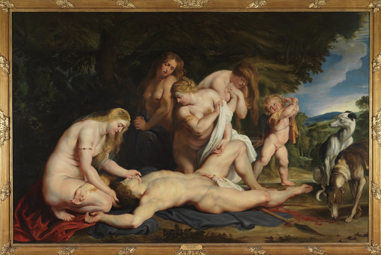 The Death of Adonis (with Venus, Cupid, and the Three Graces) av Peter Paul Rubens