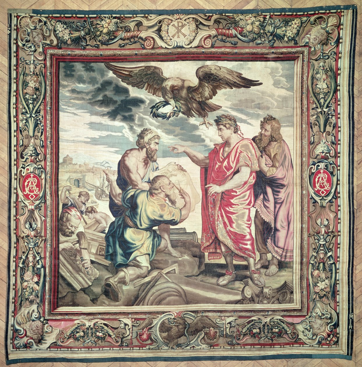 Grundandet av Konstantinopel, från serien The History of Emperor Constantine, av Philippe Maecht och Hans Taye, Ateliers du Faubourg Saint-Marcel, före 1663 (ull- och sidenväv) av Peter Paul Rubens
