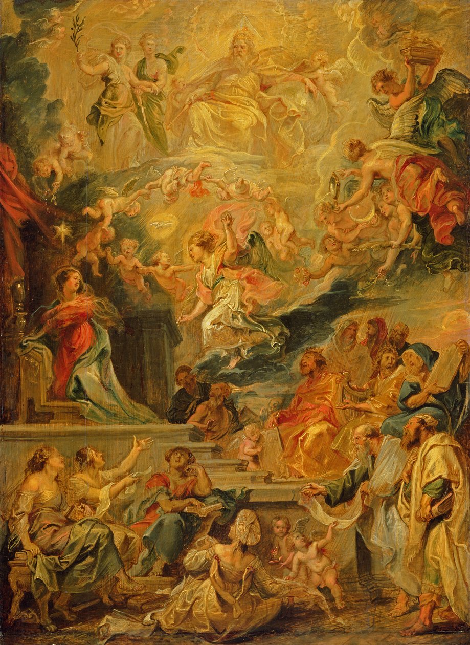 Inkarnationen som uppfyllelse av alla profetior, ca 1628-29 (olja på träpanel) av Peter Paul Rubens