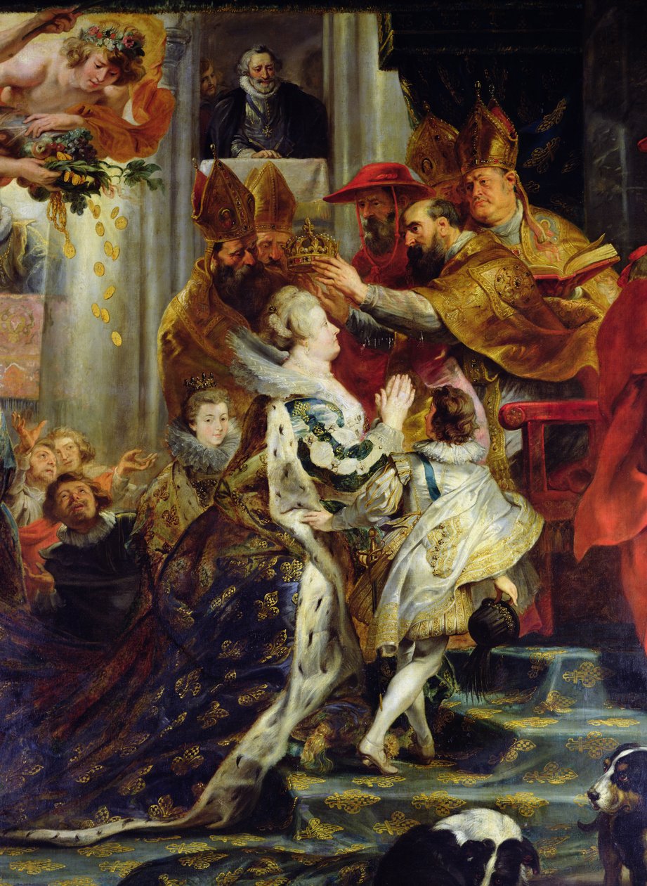 Medicicykeln: Marie de Medicis kröning (1573-1642) vid St. Denis, 13 maj 1610, detalj av kröningen, 1621-25 av Peter Paul Rubens