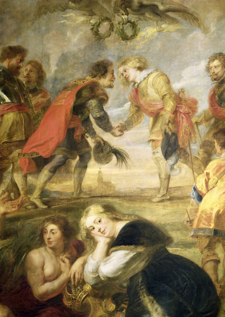 Ferdinand II:s (1578-1637) möte och hans son kardinal Infante Ferdinand före slaget vid Nördlingen 1634, 1634-35 av Peter Paul Rubens