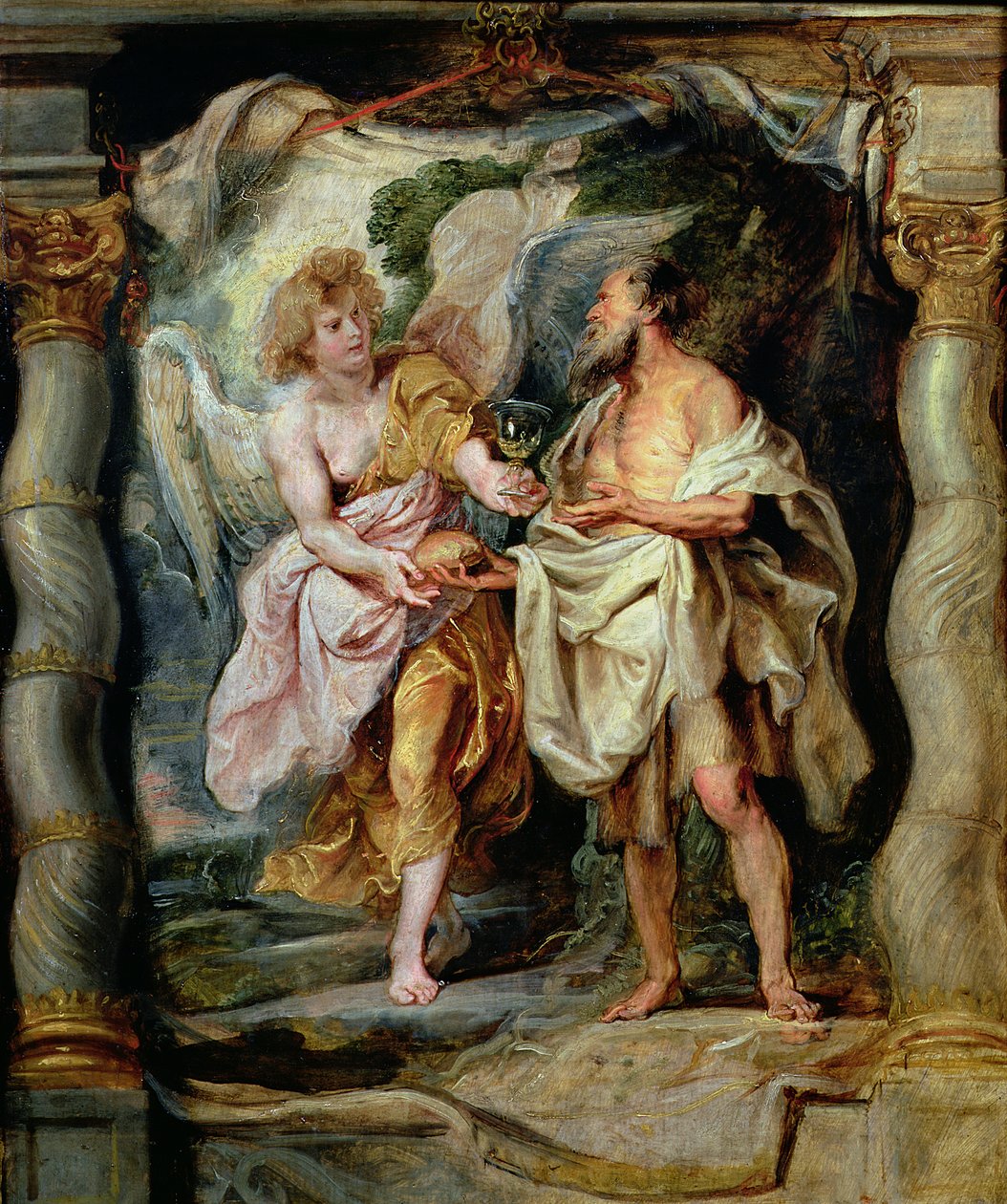 Profeten Elia och ängeln i vildmarken, ca 1626-28 (panel) av Peter Paul Rubens