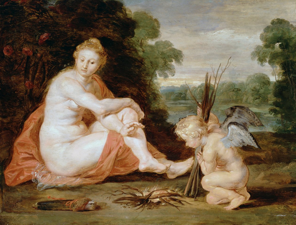 Venus and Cupid warming themselves av Peter Paul Rubens