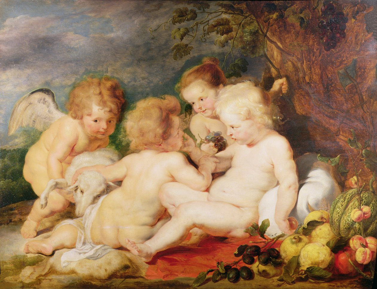 Kristus, Johannes, en ängel och en liten flicka av Peter Paul Rubens