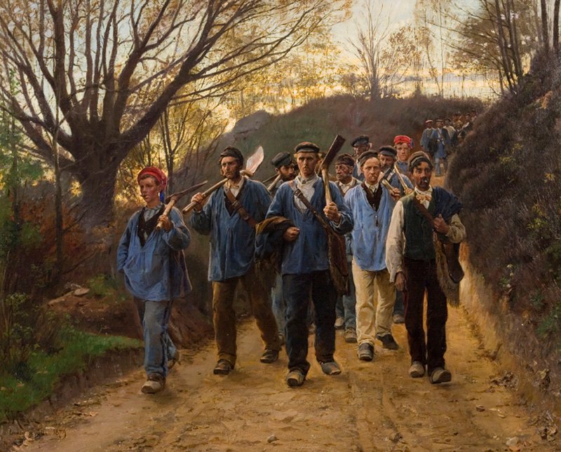 Franske landarbejdere i hulvej av Peder Severin Krøyer
