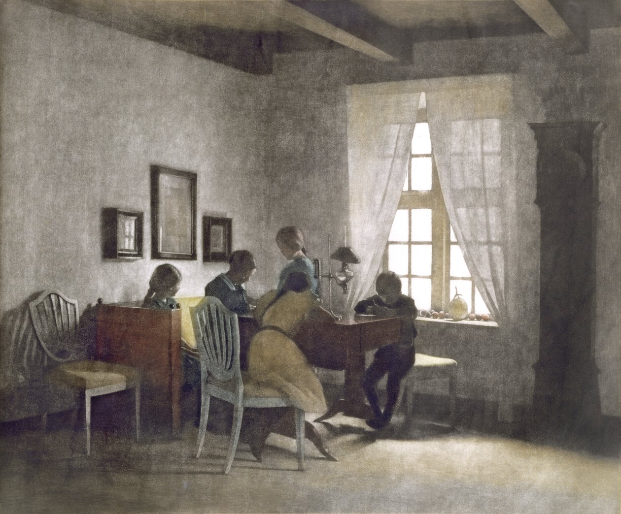 Barn vid bordet (mezzotint) av Peter Vilhelm Ilsted