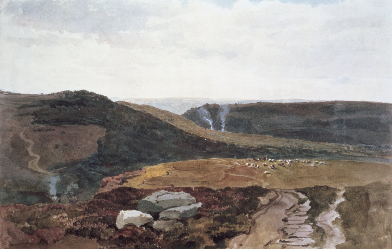 Yorkshire Fells, ca 1840 (penna och wc) av Peter de Wint