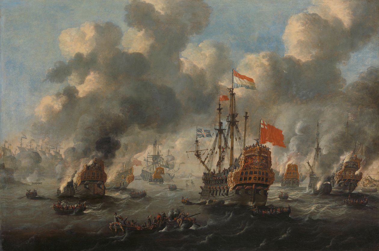 Bränningen av den engelska flottan utanför Chatham, 20 juni 1667 av Peter van de Velde