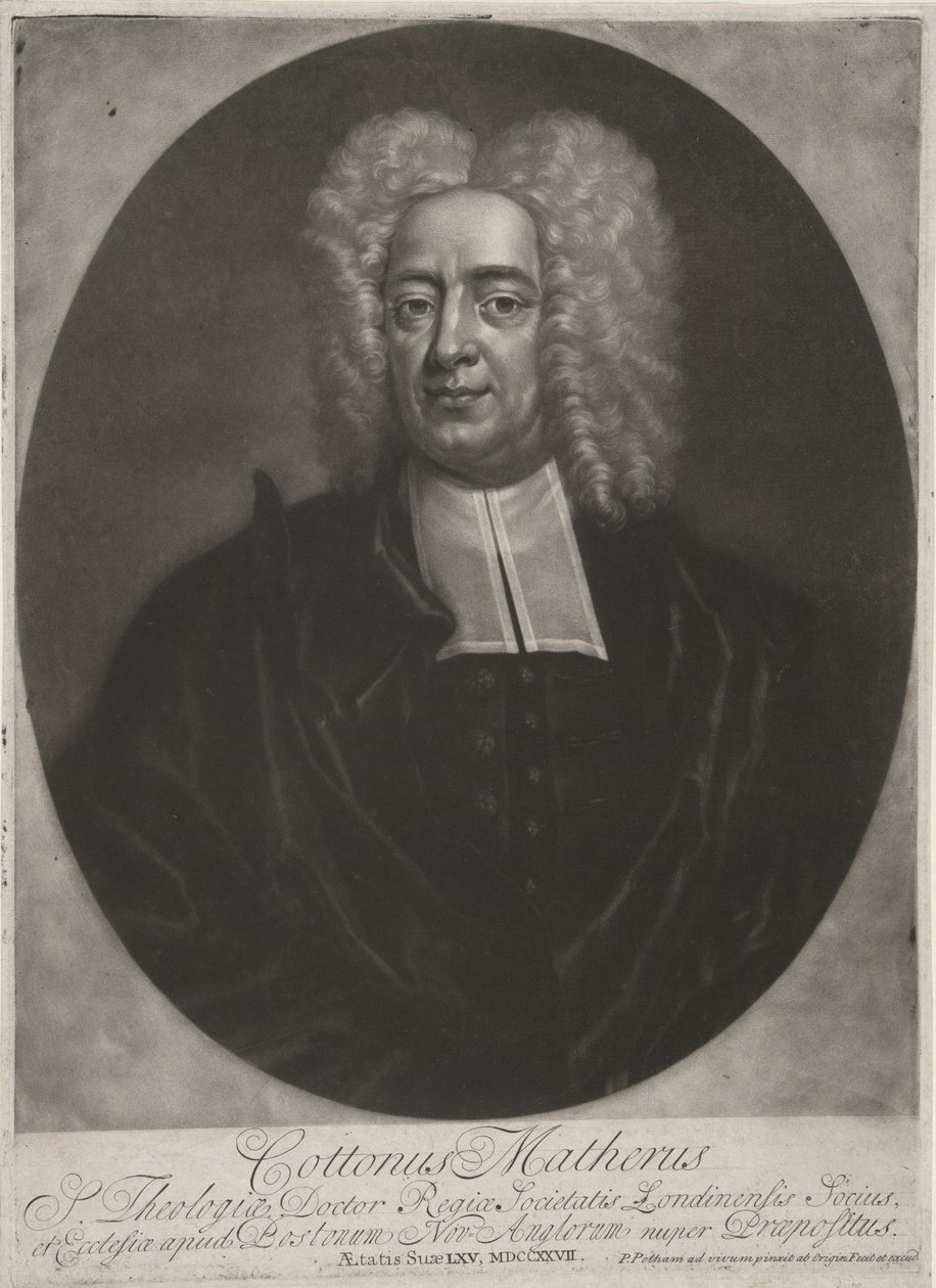 Cotton Mather, pub. 1728 (gravyr) av Peter (after) Pelham