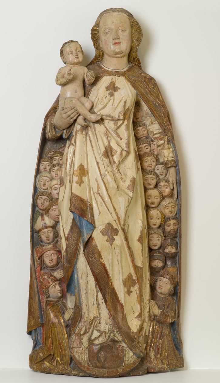 Madonna and Child Shelting Supplicants under Her Cloak, c.1471 (lindenwood, polychrome, gold and silver leaf) av Peter (attr.to) Koellin