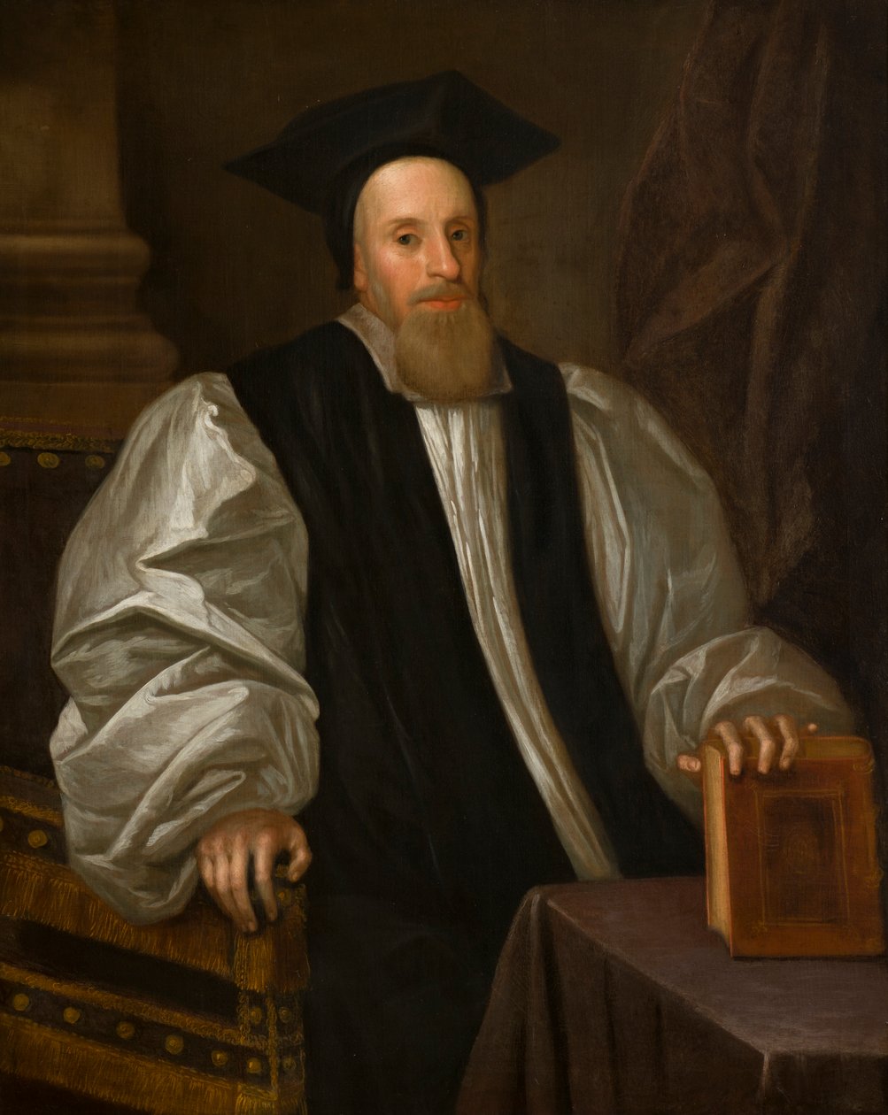Porträtt av John Bridgeman, biskop av Chester (1577-1652), ca 1638-52 (olja på duk) av Peter (attr.to) Lely