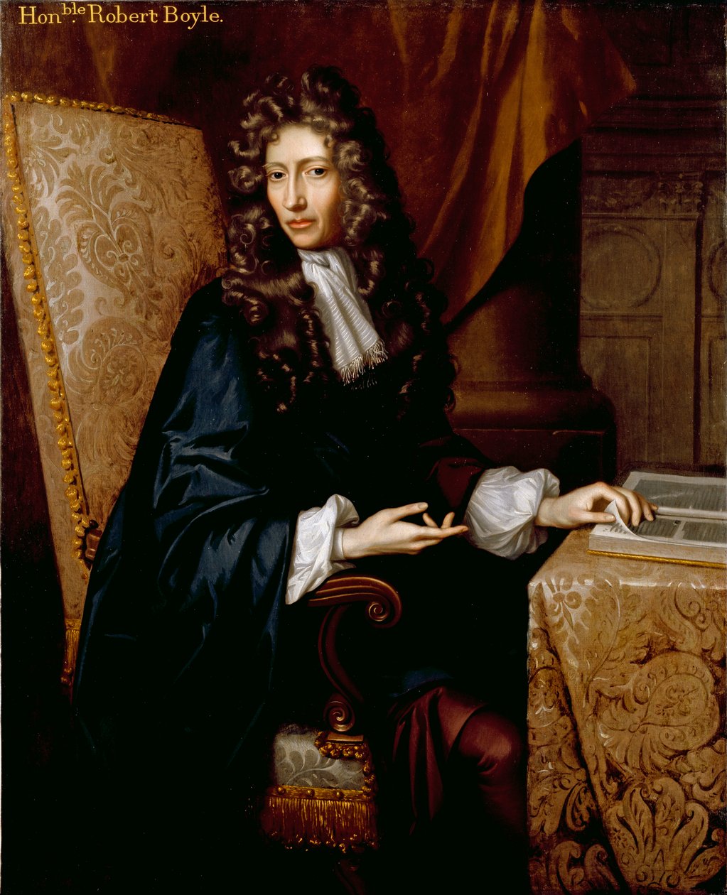 Porträtt av Hon. Robert Boyle, ca 1689 (olja på duk) av Peter (school of) Lely