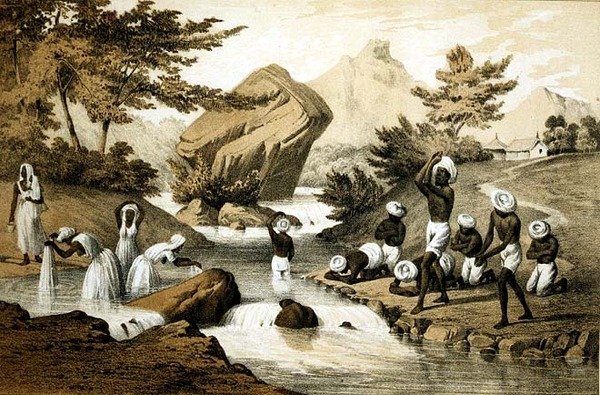 Hindu kostymer, Mauritius, graverad av James Queen (1824-c.1877) pub. av Peter S. Duval (litho) av Peter Bernhard Wilhelm (after) Heine