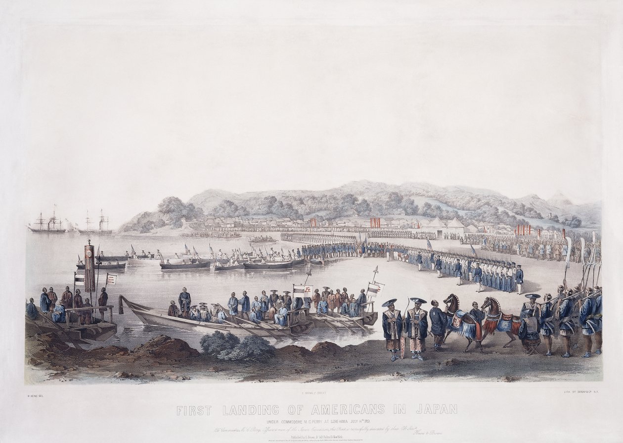 Första landstigningen av amerikaner i Japan vid Gore-Hama den 14 juli 1853, av Peter Bernhard Wilhelm Heine