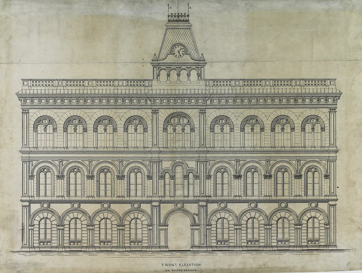 Kings County Courthouse Competition, Chicago, Illinois, Elevation av Peter Bonnett Wight