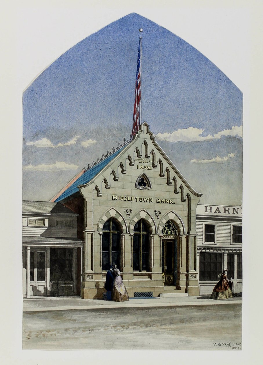 Middletown Bank, New York, perspektiv av Peter Bonnett Wight