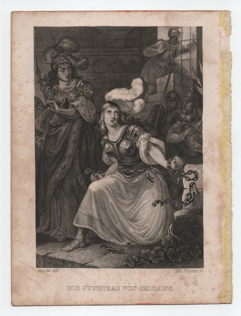 Jungfrun från Orleans, ca 1840 (gravyr) av Peter Carl Geissler