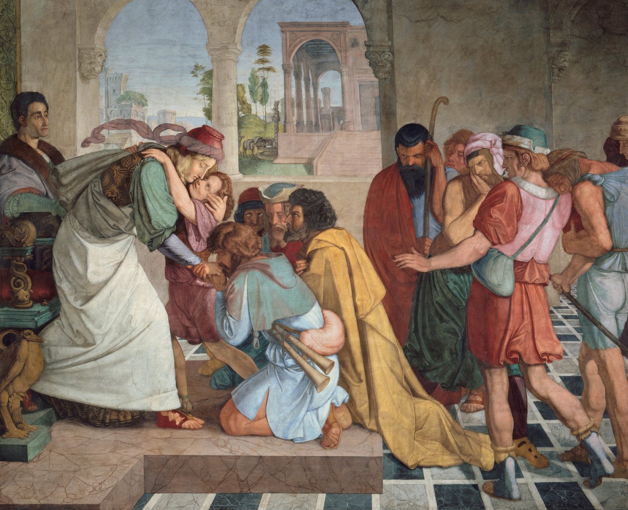 Joseph uppenbarar sig för sina bröder, 1817 av Peter Cornelius von