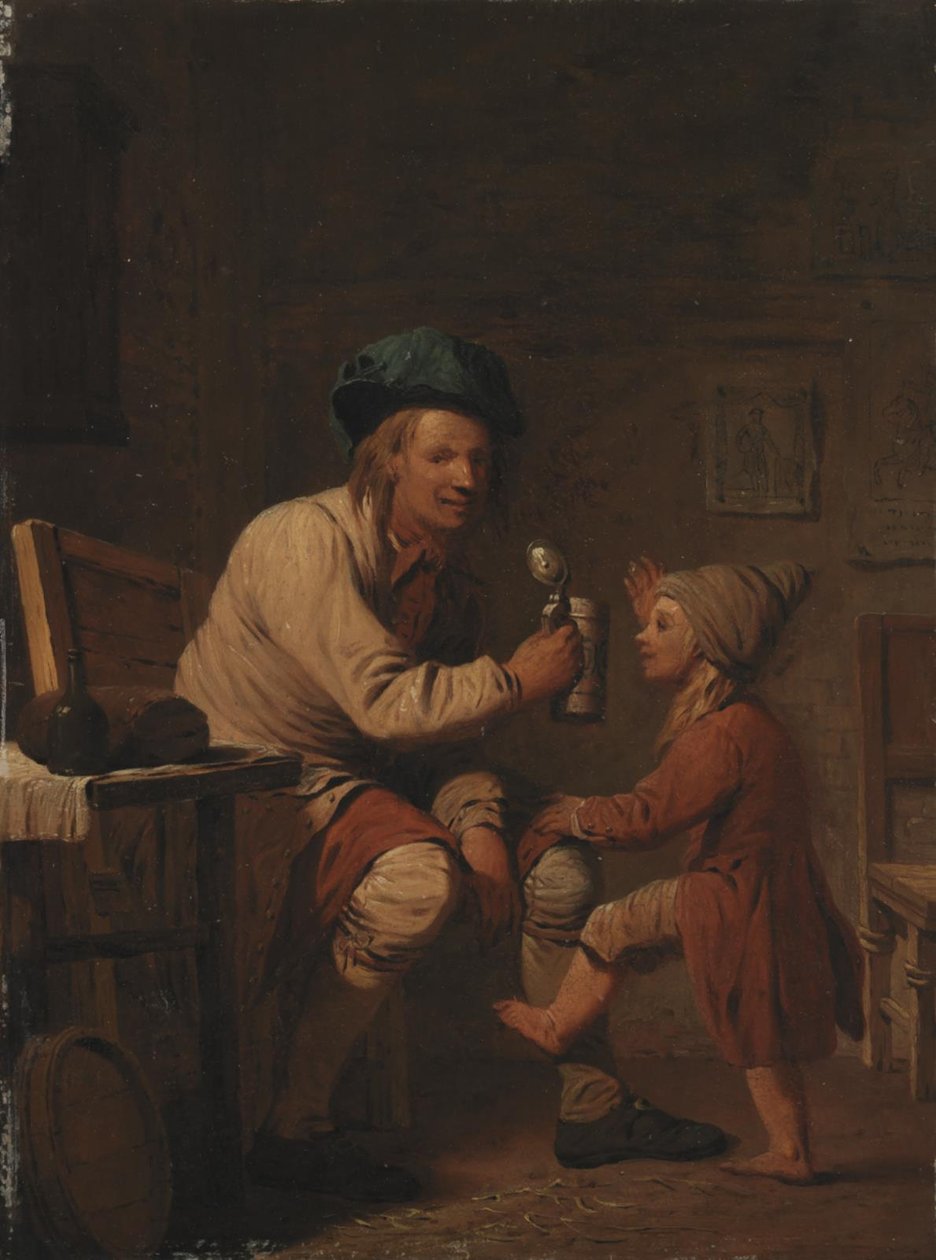En bonde som ger sin son något att dricka av Peter Cramer