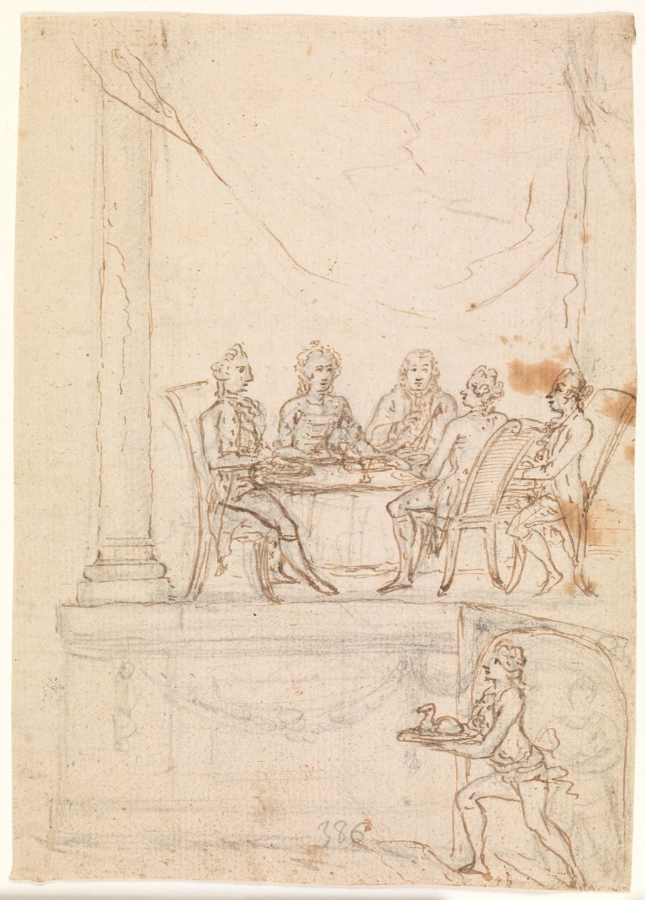 Kungafamiljen vid ett bord på Hirschholms slott 29 september 1771 av Peter Cramer