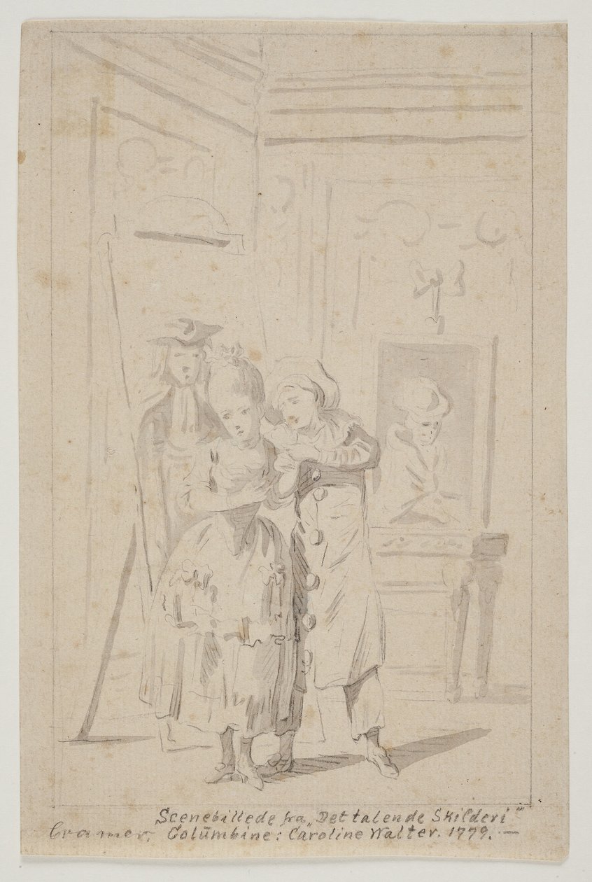 Pierrot och Colombine i "The Talking Painting" av Peter Cramer