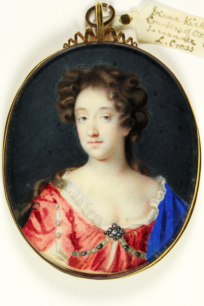 Diana Kirke, grevinna av Oxford (akvarell på veläng) av Peter Cross
