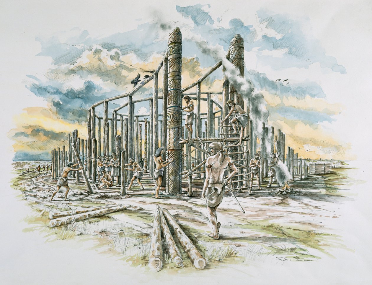 Durrington Walls, Wiltshire, c2500 f.Kr. början av 2000-talet av Peter Dunn