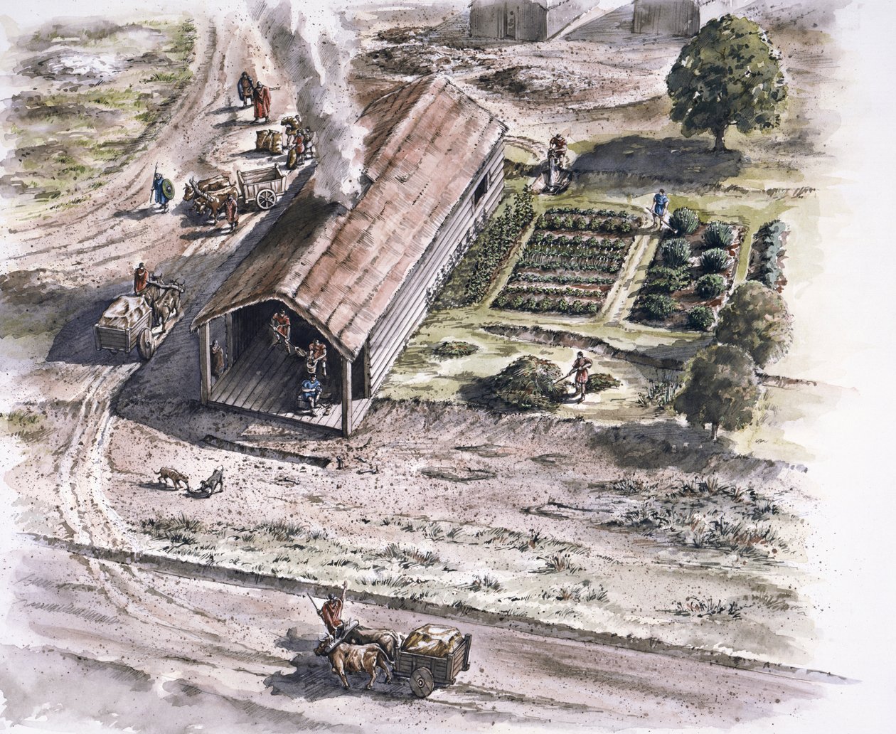 Industribyggnad, Ribchester Roman Fort, Lancashire, 2:a århundradet, 1996 av Peter Dunn