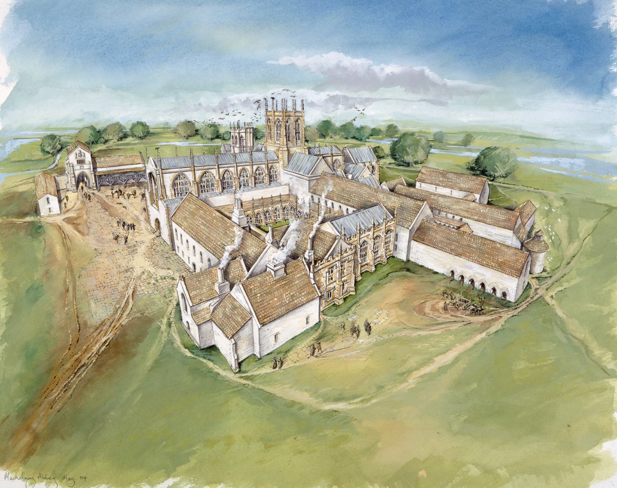 Muchelney Abbey, c1500-talet, c1990-2010 av Peter Dunn
