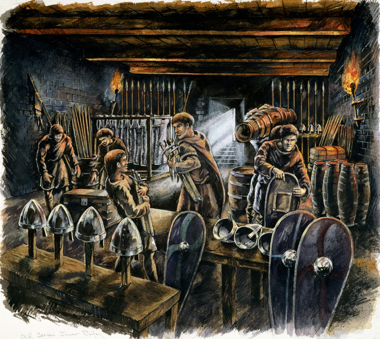 Gamla Sarums stora tornkällare, c1130, c1990-2010 av Peter Dunn