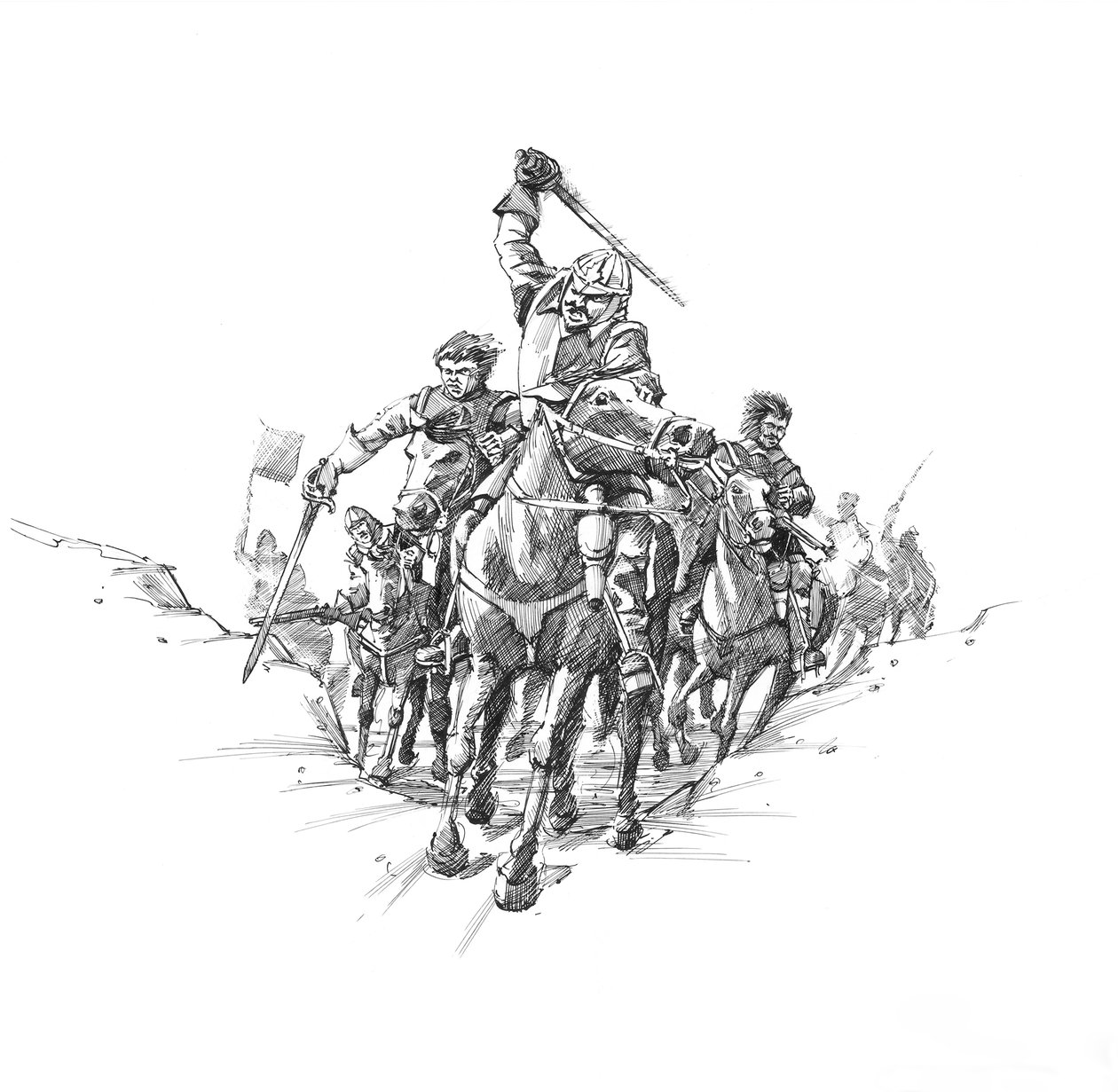 Skotskt kavalleri, Slaget vid Newburn Ford, 1640 av Peter Dunn