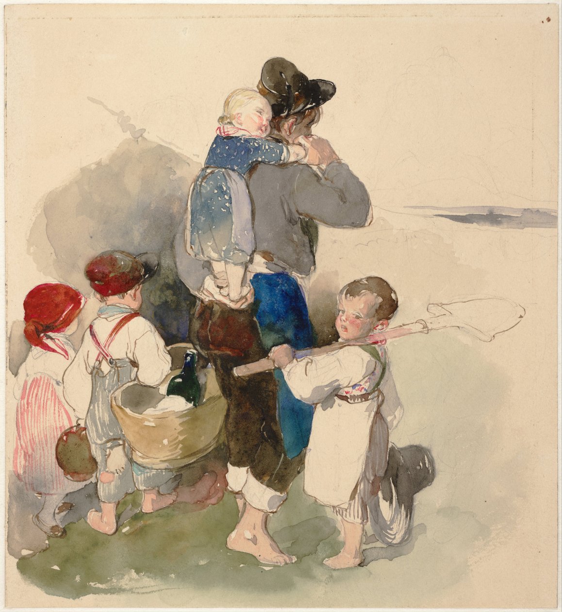 Barn på väg till arbete i fält, c. 1840 av Peter Fendi