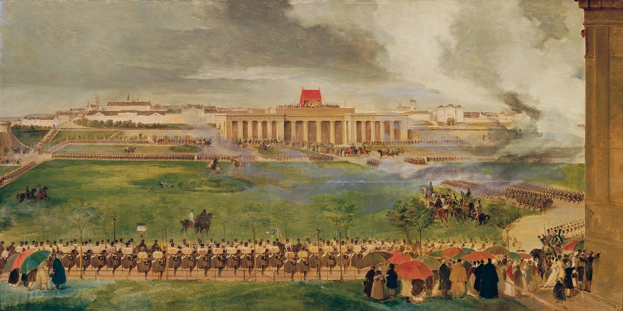 Fältmässan vid yttre Burgplatz den 13 april 1826 av Peter Fendi