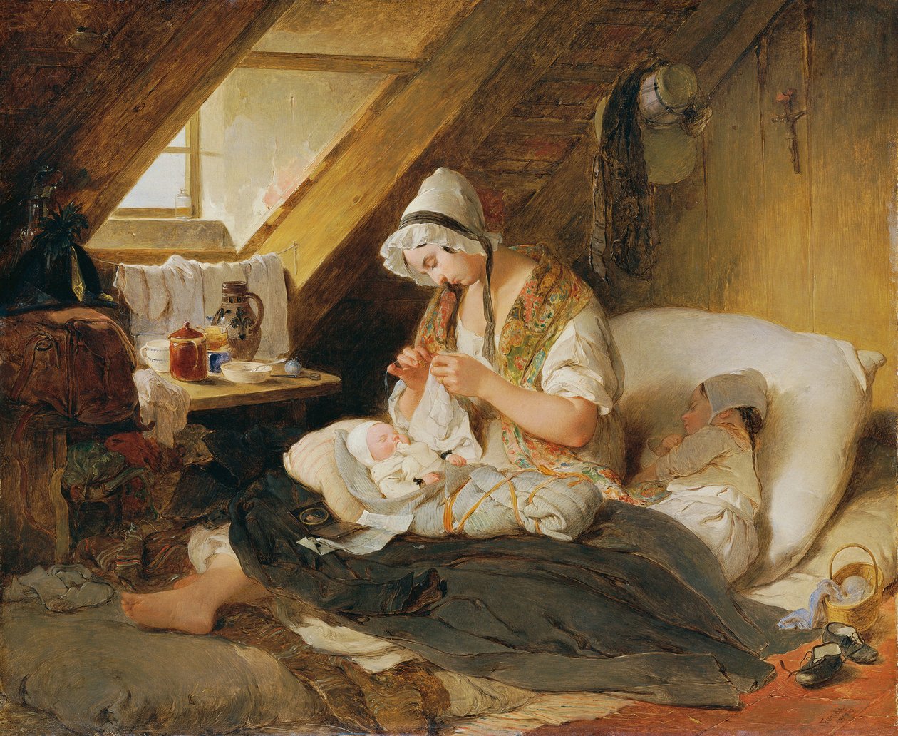 Den fattiga officerens änka, 1836. av Peter Fendi