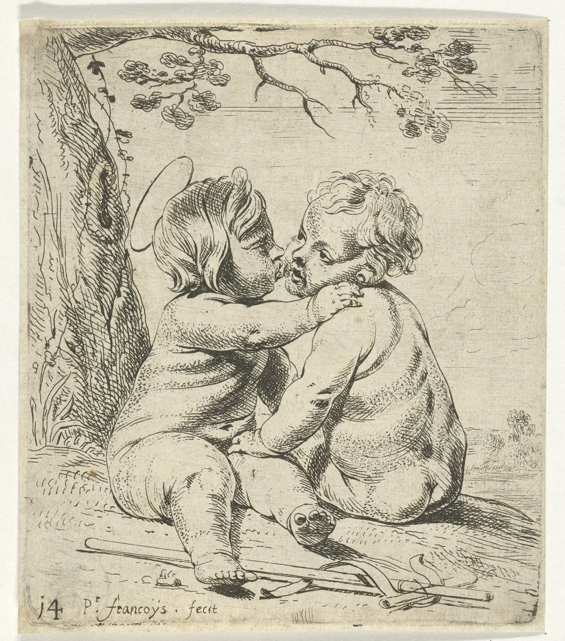 Kristus och Johannes Döparen som barn av Peter Franchoys