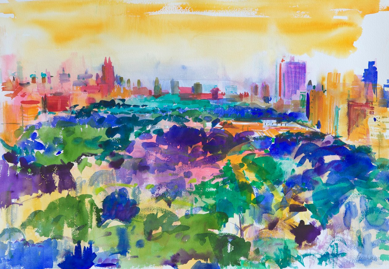 Central Park, New York, 2011 (wc på papper) av Peter Graham (Contemporary)
