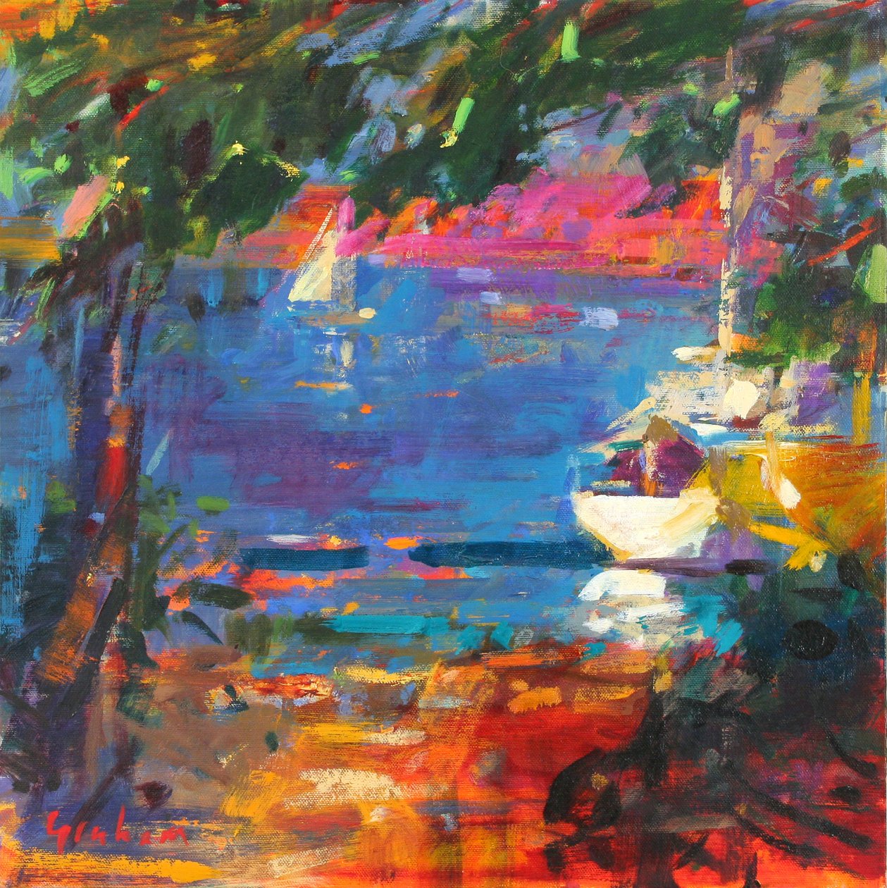 Eden Roc, 2017 (olja på duk) av Peter Graham (Contemporary)