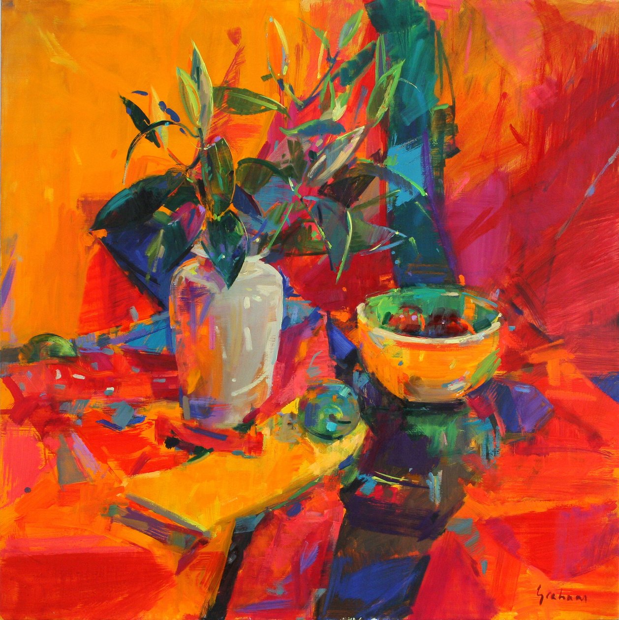 Liljor på en röd mark, 2012 av Peter Graham (Contemporary)