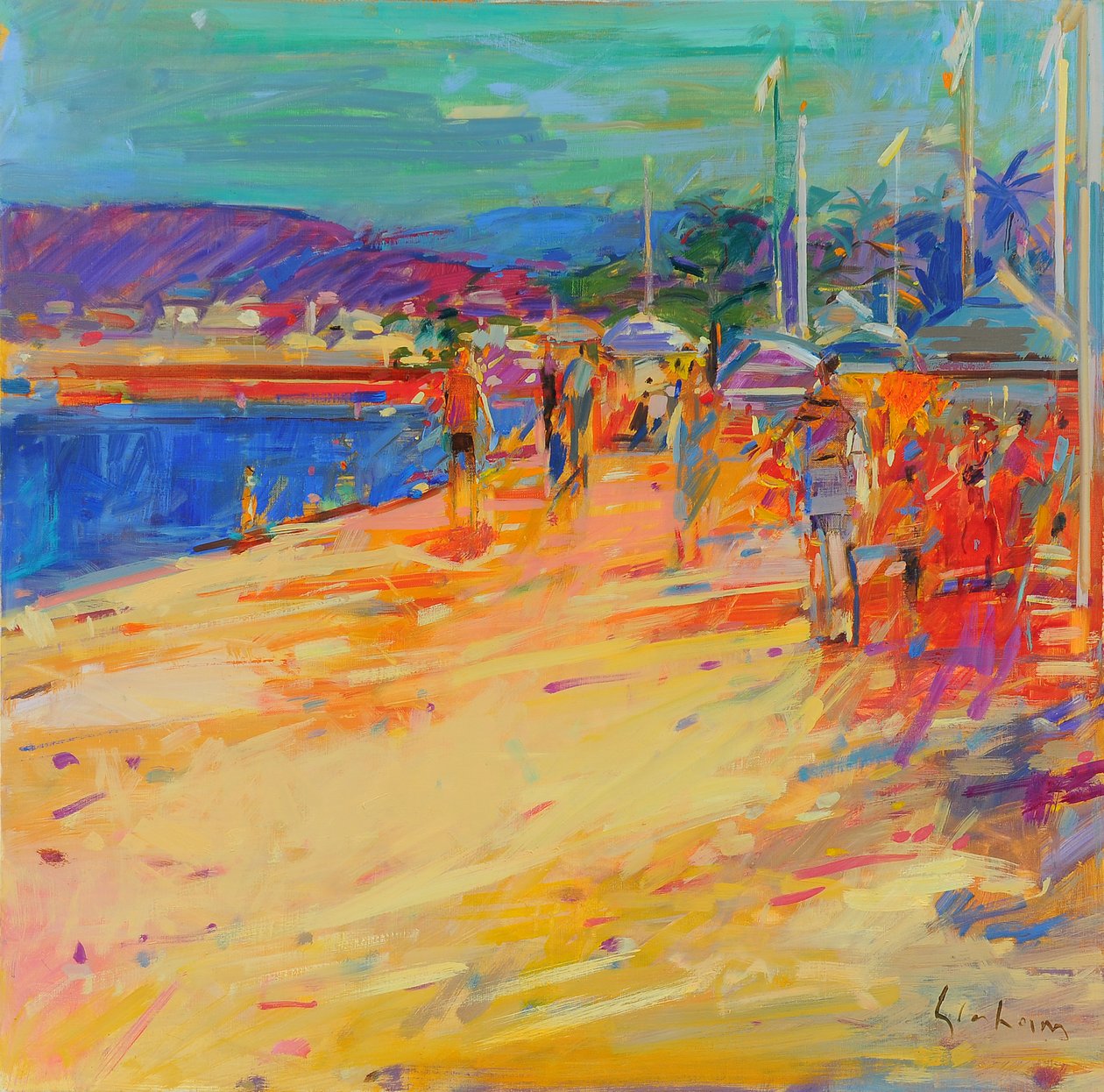 Pampelonne Beach, 2021 (olja på duk) av Peter Graham (Contemporary)